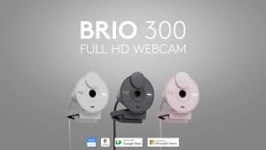 Logitech Brio 300 Full HD Webcam – Graphite (Privacy Shutter Noise Reduction Microphone USB-C Auto Light Correction)