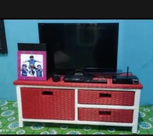 READY STOK Meja Tv Rotan Sintetis 3 Laci Minimalis murah