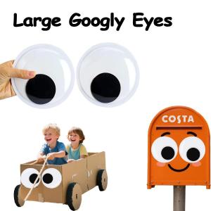 2Pcs Large Googly eyes Giant Wiggle Eyes with Self Adhesive Black White Googly Eyes for DIY Crafts Christmas Decoration