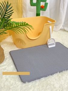 แผ่นดักทรายแมว พรมดักทรายแมว ที่รองทรายแมว 2 ชั้น ใช้งานง่าย ทำความสะอาดง่าย Cat litter Pad