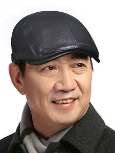 หมวกเบเร่ต์หนังแท้สำหรับผู้ชาย หมวกหนังโค หมวกหนัง หมวกฤดูใบไม้ร่วง หมวกฤดูหนาว หมวกกันหนาวกลางแจ้ง หมวกกันหนาวสำหรับผู้สูงอายุ หมวกกันหนาวแบบอเนกประสงค์