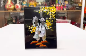 ✨ TRANH SƠN MÀI KHẢM CỪ CAO CẤP – CÔ GÁI ÁO DÀI- Size 15x20 CM ✨