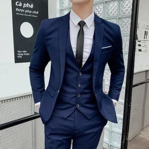 Bộ Đồ Ba Mảnh Nam M-6XL Thời Trang Công Sở Quý Ông Thanh Lịch Giản Dị Trang Phục Trang Trọng Phong Cách Hàn Quốc Áo Vest Vest Quần Dài