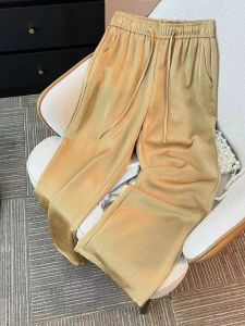 Quần Ống Rộng Bằng Lụa Satin Cao Cấp Cho Nữ Mùa Hè Phong Cách Mới Quần Dài Thường Ngày Cạp Cao Bằng Polyester 100%