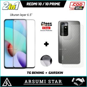 PROMO PAKET MURAH 2 IN 1 TEMPERED GLASS ANTI-BLUELIGHT XIAOMI REDMI 10 / REDMI 10 PRIME / REDMI 10 2022 / REDMI 10 PRIME 2022 TG ANTI GORES ANTI-BLUELIGHT + GARSKIN CARBON 3D