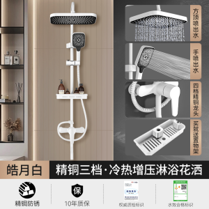 White Constant Temperature Digital Display Shower Suit Copper For Home Shower Bathroom Boost Nozzle Rain Bathing Machine Flower Drying