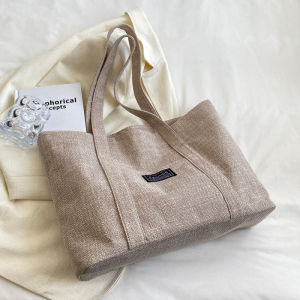 Large Capacity Canvas Tote Bag Commuter Mom Bag Ins Fashion Thickened Linen Single Shoulder Student Bag Shopping Bag Shape