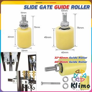KLIMO Slide Gate Guide Roller Yellow Universal Heavy Duty Adjustable Nylon Rollers Gate Support Assembly for Sliding Rolling Gates