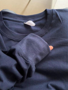 เสื้อยืดคอกลมแขนยาวผ้าฝ้ายแท้ Cleanfit สีน้ำเงินสำหรับผู้ชาย ฤดูใบไม้ร่วง สไตล์อเมริกัน เสื้อชั้นใน ปกติ