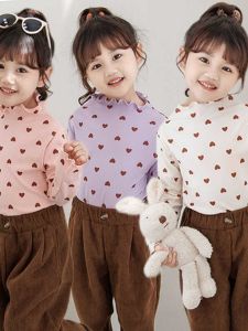 เสื้อยืดเด็กผู้หญิง คอตั้งสูง แขนยาว ผ้าเดนิม ทรงหลวม ใส่ได้ตลอดทั้งปี ลายการ์ตูน สำหรับเด็กวัย 2-12 ปี