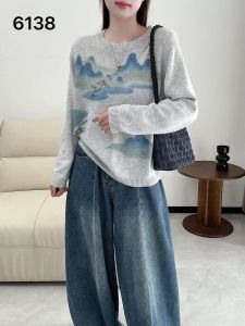 plus Size Womens Knitwear Long Sleeve Wool Sweater Base Shirt Versatile Slimming Age-Defying Commute Style Korean Fit Cotton Blend