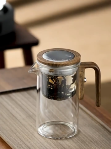 Water Separation Inner Container Teapot One Click Magnetic Switch Tea Separation Filtration Glass Tea Pot Wood Handle Tea