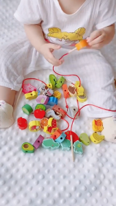 NIKO Wooden Lacing Beads Toy Early Educational Toys Montessori Toys String Beads Toy For Kids Boys Girls Gifts
