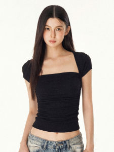 offsoul | Áo Thun Hè Thiết Kế Dễ Thương Tencel Cổ Vuông Ôm Sát