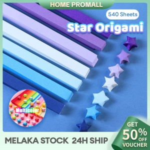 Colorful Paper Stars Origami 540 Sheets Gradient Rainbow Color Lucky Star DIY Handcraft Gift Decor Star Folding Strip Paper