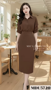 Set Áo Và Chân Váy MDU5720 Chất Liệu Lụa Ngọc Trai Với Kiểu Tay Lửng Xếp Ly Duyên Dáng Từ MDU