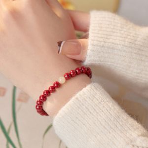 Pudao Mountain Zhu Sandu Bracelet Womens New Chinese Style Turquoise Red Birth Year round Bead Simple Ring Versatile Bracelet Accessories