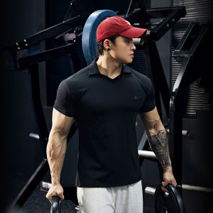 Bluesfly Mens Short Sleeve Polo Shirt Casual Sports Fitness Training Wear Muscle Enhancing Quick Dry Breathable Nylon T-Shirt