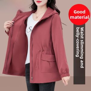 TUCANO Large Size Spring Autumn Casual Womens Jacket Stylish Middle-aged Moms Clothes Midi Coat Fashionable Jacket