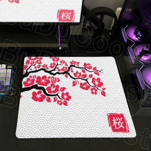 50x50cm Japan Cherry Blossom Square Gamer Mouse Pad Stitch Edge Durable Carpet Portable Laptop Red Sakura Keyboard Table Cushion