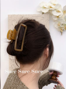 South Korea Cut Out Rectangular Large Grip Jelly Color Acetate Idle Style Fancy Shark Clip Back Head Hair Claw