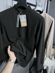 Warm Fleece Tech Fabric Base Layer T-Shirt Mens Casual All-Match Autumn Winter Long Sleeve Loose Fit round Neck Youth Trend