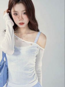 YIKEXIAOYEMEI | Áo Thun Dài Tay Ống Rộng Phù Hợp Đa Năng Chống Nắng