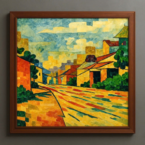 Tranh Nghệ thuật "Đường Vào Làng Em" VIETSMART ART - Acrylic trên toan vải 40 x 40cm