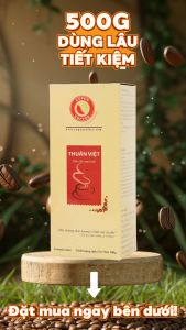 Cà phê rang xay Thuần Việt hộp 500g - Rang vừa - Đắng đậm hương thơm nồng - Pha phin - Copen Coffee