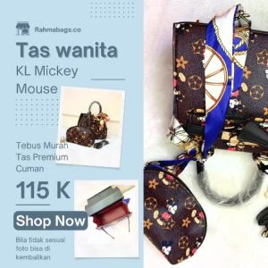 Tas Selempang Wanita KL Mickey Mouse Terbaru 2025 Free Gembok Syal Pouch Slempang Orang Dewasa