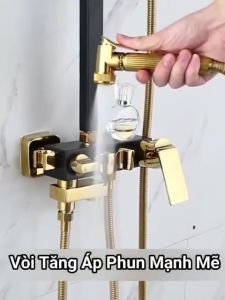 Bộ sen cây tắm đứng nóng lạnh HODABOSS cao cấp màu vàng đenSen cây củ sen bằng đồng nguyên khối