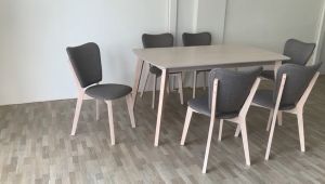 GF Miu-miu modern dining room set / 1 table + 6 chairs / meja makan