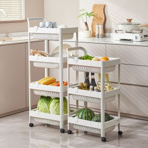 Mobile Kitchen Bathroom Bedroom Fruit Vegetable Storage Rack Small Cart Shelf Home Organization Tool by SenGaoPai
