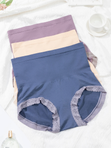 plus Size High Waist Womens Underwear Pure Cotton Tummy Control Butt Lifting Modal Lace Postpartum Waist Shaping Triangle Panties