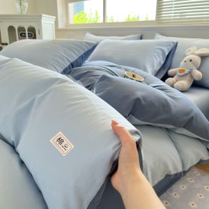 MINGSHA | Cotton Plain Color Combination Bed Sheet 4-Piece Set
