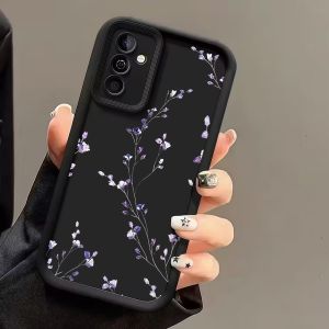 Purple Floral Print Phone Case For Samsung Galaxy S26 S25 S24 S23 S22 S21 S20 Note20 Ultra Plus FE Ladder Camera Bumper Cover
