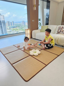 Summer Foldable Cooling Mat Floor Carpet Vine Weave Childrens Room Living Room Play Mat Baby Crawling Pad Home Decor Rug