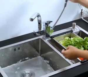 [Vertical/Double Sink] SUS 3mm universal faucet kitchen sink 304 stainless steel handmade single/double sink