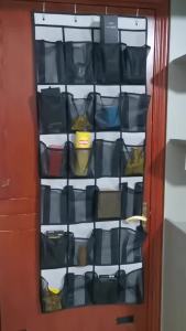【Chinatera】2Pcs Over The Door Shoe Organizer Shoe Storage Organizer 24 Pockets Mesh Shoes Organizer Space Saving for Home Storage