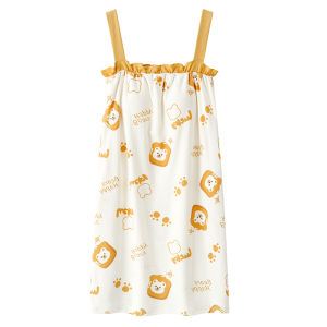 Miiow | Pure Cotton Sleepwear Womens Loose Fit Nightgown With Chest Pad Autumn Home Clothes Casual Comfortable Breathable Summer