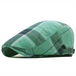 1pc Mens Plaid Pattern Flat Cap Newsboy Hat Beret Cabbie Gatsby Cap  hat for men  newsboy cap  gorras  mens hats