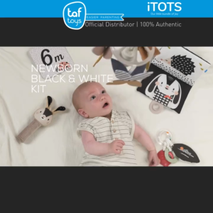 Taf Toys Newborn Black & White Kit - 10 Black and White Baby Toys High Contrast Baby Toys for Newborn Baby Essentials Must Haves Tummy Time Toys for Motor Skills Infants Babies 0 3 6 Months