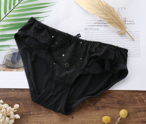 Japanese Style Silky Ice Silk Underwear Female Cotton Crotch Lace Edge Milk Ribbon XINGX Cotton Crotch Low Waist Girl Triangle