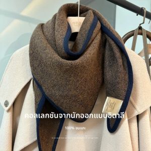 ฤดูหนาวแคชเมียร์บริสุทธิ์Thicken ผ้าคลุมไหล่ผ้าพันคอผู้หญิงยาวผ้าพันคอหญิง Lady สี Lattice พู่ Shawl Wraps กลางแจ้ง Windproof