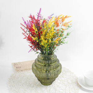 ช่อดอกไม้ปลอมสำหรับตกแต่งช่อดอกลาเวนเดอร์งานแต่งงานที่บ้านช่อดอกไม้พลาสติกเทียมสีเขียวช่อดอกไม้สำหรับเจ้าสาวโต๊ะสนามกลางแจ้งในร่มแจกันประดับดอกไม้เทียม1ชิ้น