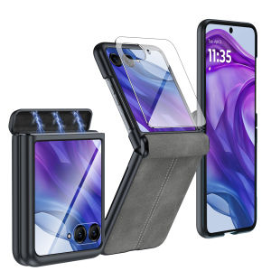 Mothers Day Gift for Moto Razr50 Razr50 Ultra Hinge Protection Integrated Protective Case Leather Shockproof Protective Case