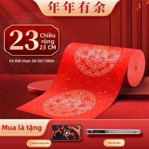 Giấy Đôi Thư Pháp Màu Đỏ Cuộn Trắng Viết Tay Phủ Sáp Vàng Cao Cấp Dài Bền