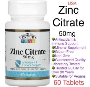 [Mỹ]  viên uống zinc Citrate 50mg century 21ST 60 viên