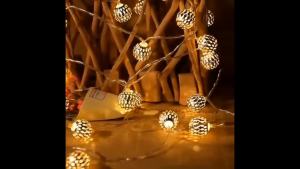 1PC 1.5M/3M Moroccan Hollow Metal Ball Light String Battery Powered Used For Indoor Bedroom Wedding And Courtyard Decoration