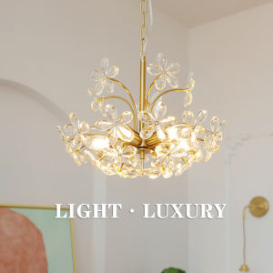 Fancy Crystal Chandelier French Copper Cream Wind Ceiling Small Droplight Bedroom Living Room Dining Room Cloakroom Lamps